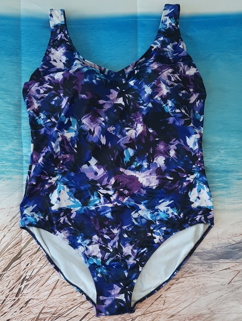Swimsuits For All Size 20 Blue & Purple Floral One Piece Swimsuit Beach Swim